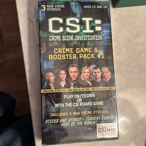 CSI Crime Scene Investigation crime game and booster pack #1. Factory sealed new